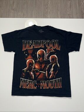 Marvel Deadpool & Wolverine Black Graphic Tee - White Print